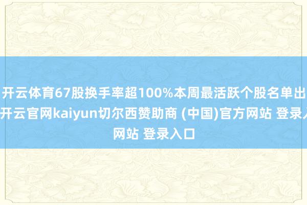 开云体育67股换手率超100%本周最活跃个股名单出炉-开云官网kaiyun切尔西赞助商 (中国)官方网站 登录入口